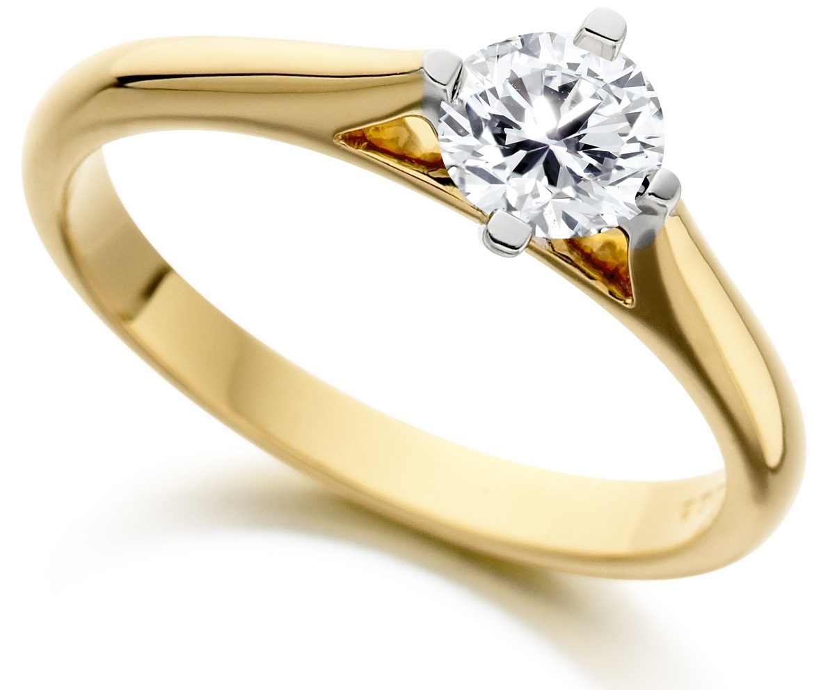 Round Four Claw Yellow Gold Engagement Ring ICD185YG Main Image